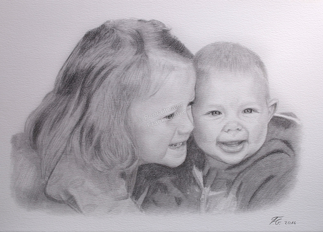Bleistift-Portraitzeichnung, Babyportrait handgezeichnet