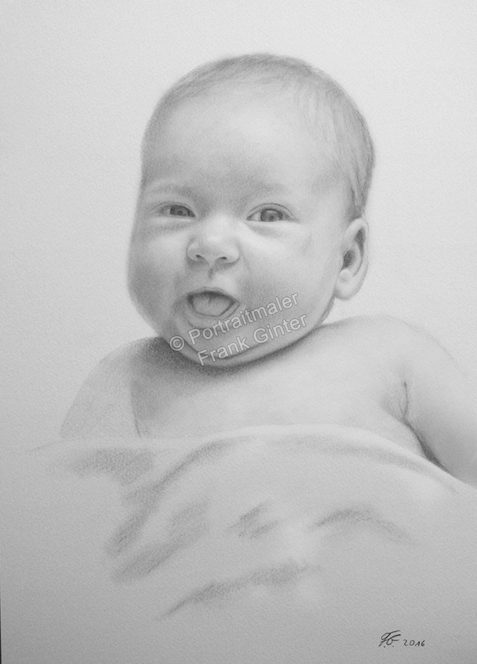 Bleistiftzeichnung-Babyportrait