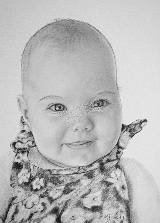 Bleistiftzeichnungen-Baby-Portrait