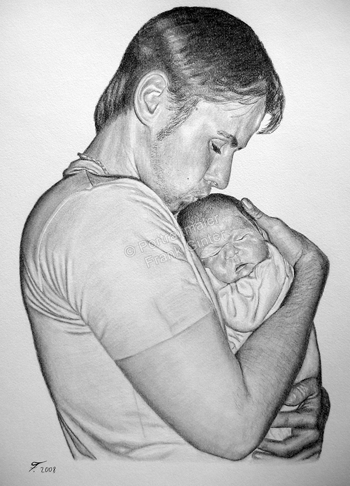 Bleistiftzeichnungen-Portraitzeichnung-Mann-Baby