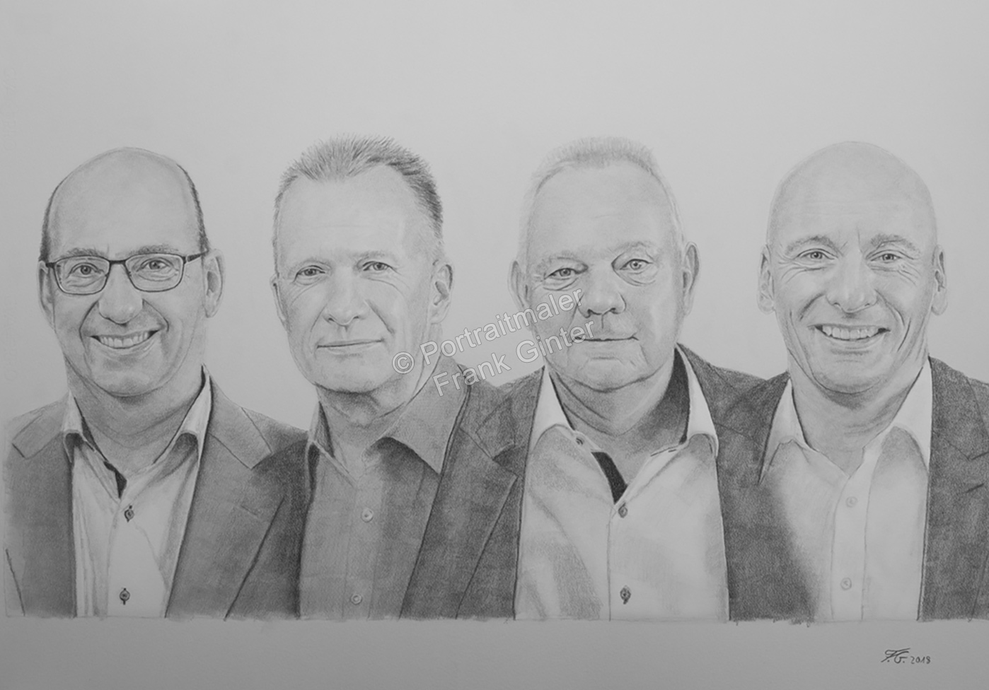 Bleistiftzeichnungen-Portraitzeichnung-Männergruppe